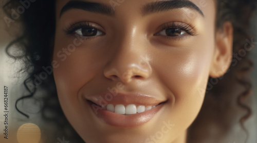 Smiling young woman with cu...