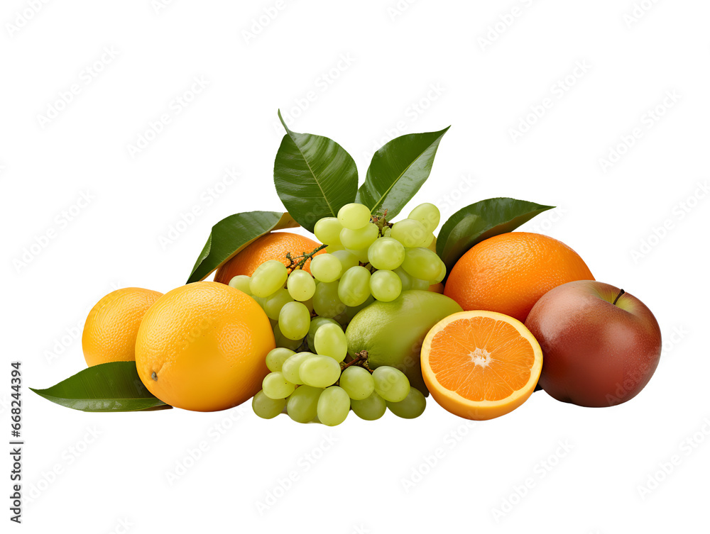 A variety of fresh fruits on a transparent background. Perfect for showcasing healthy eating and organic choices.