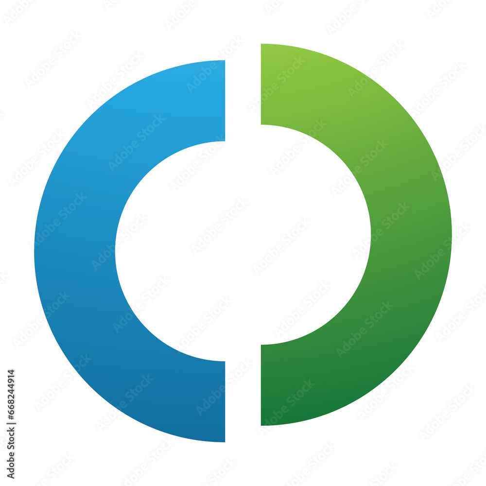 Green and Blue Split Shaped Letter O Icon Green and Blue Split Shaped Letter O Icon