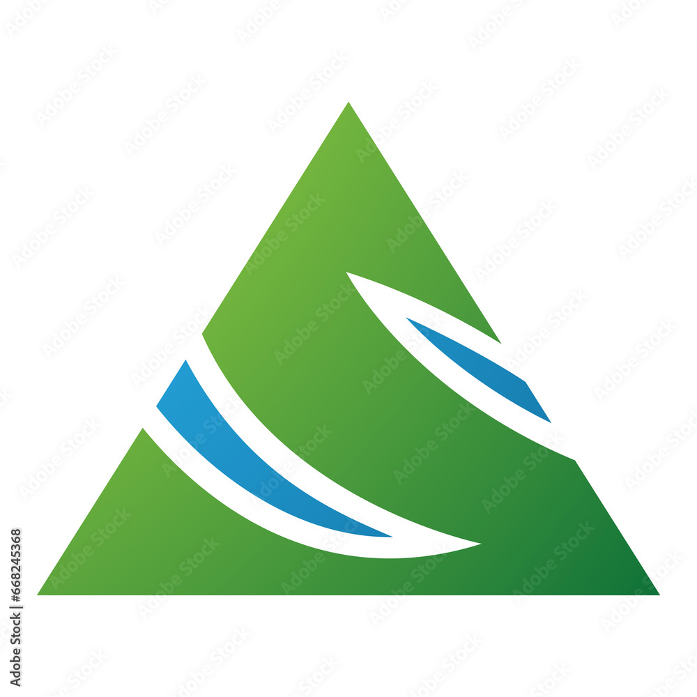 Green and Blue Triangle Shaped Letter S Icon Green and Blue Triangle Shaped Letter S Icon