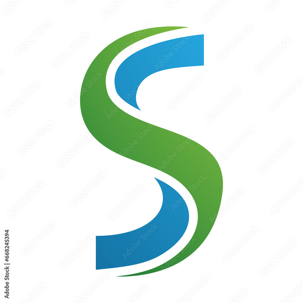 Green and Blue Twisted Shaped Letter S Icon Green and Blue Twisted Shaped Letter S Icon