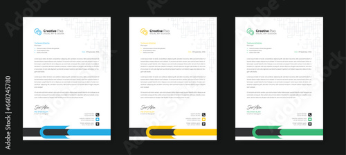 Modern letterhead design template with color variation bundle. Creative letterhead design template for your business. Abstract letterhead design template.