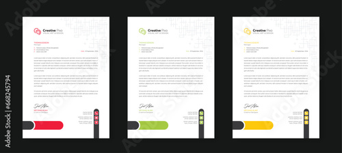 Corporate modern letterhead design template with color variation bundle. Creative letterhead design template for your business. Abstract letterhead design template.