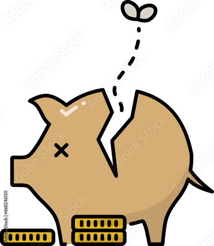 Empty piggy bank icon