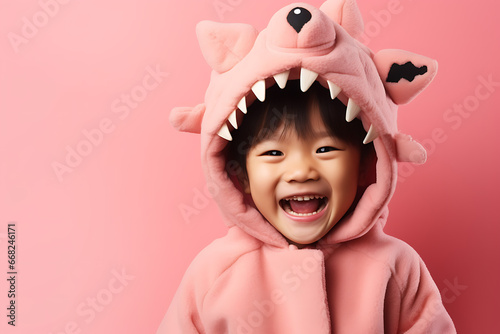 kid with costume pink