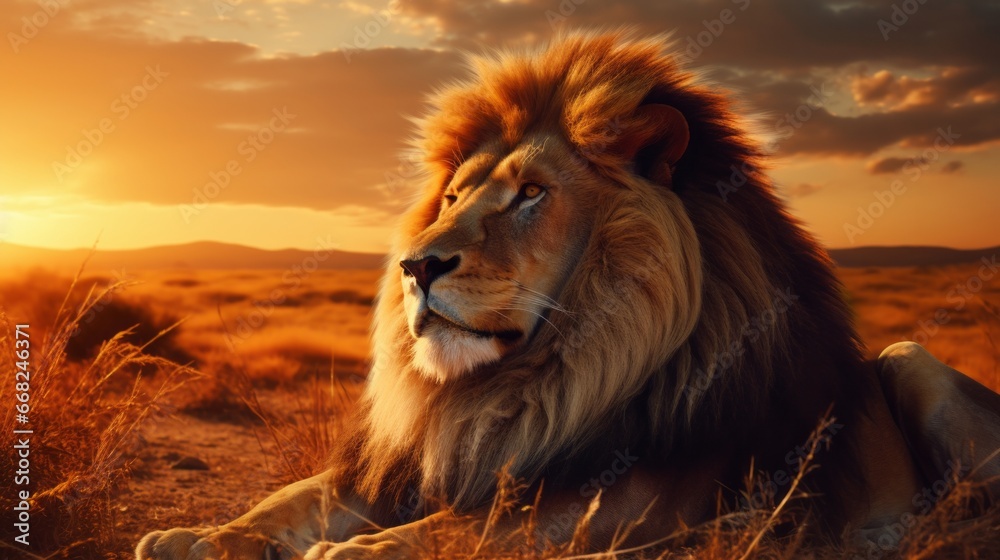 Regal Lion Mane An Impressive Lion with a Magnificent Flowing Mane