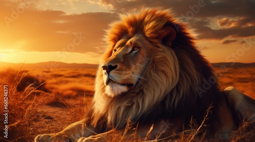 Regal Lion Mane An Impressive Lion with a Magnificent Flowing Mane © mattegg