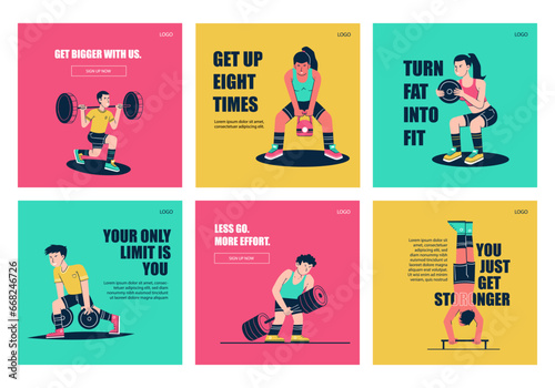 Fitness gym social media post collection template