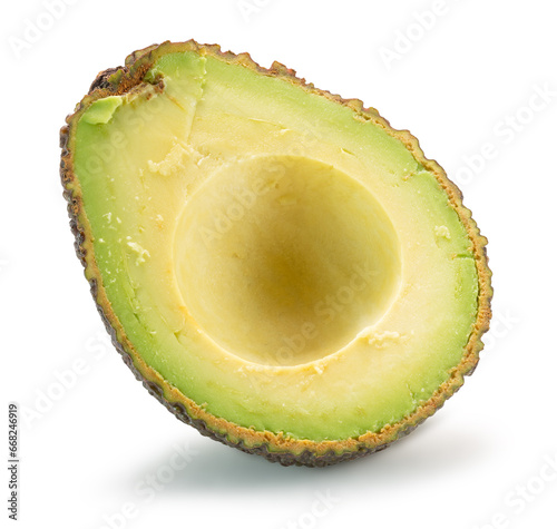 half of avocado isolated on the white background. Clipping path