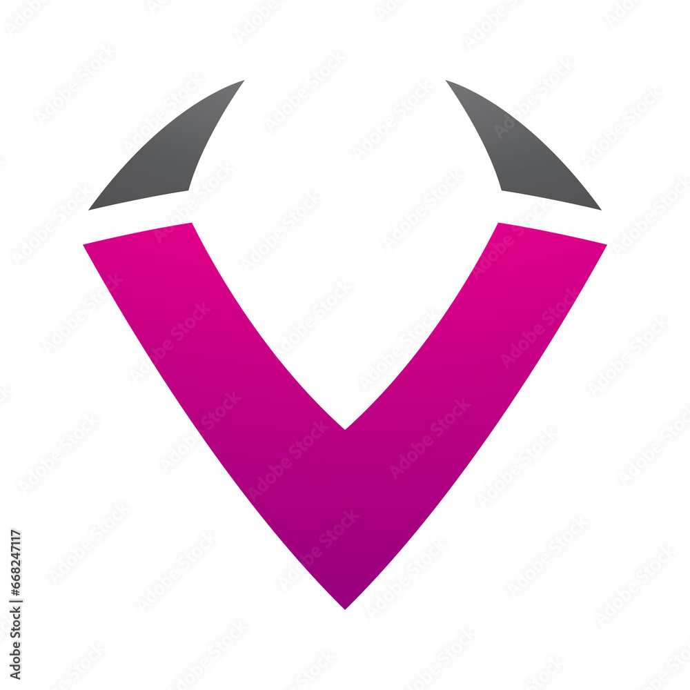 Magenta and Black Horn Shaped Letter V Icon Magenta and Black Horn Shaped Letter V Icon