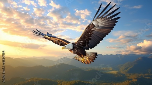 eagle soaring through the sky in flight.