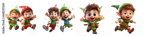 Playful Elves clipart collection, vector, icons isolated on transparent background