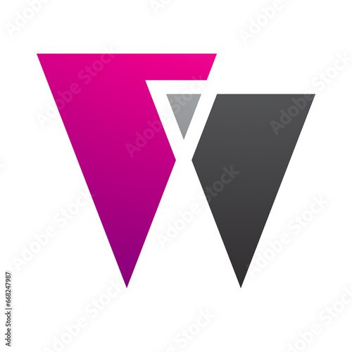 Free Download Magenta and Black Letter W Icon with Triangles - GFXLoad