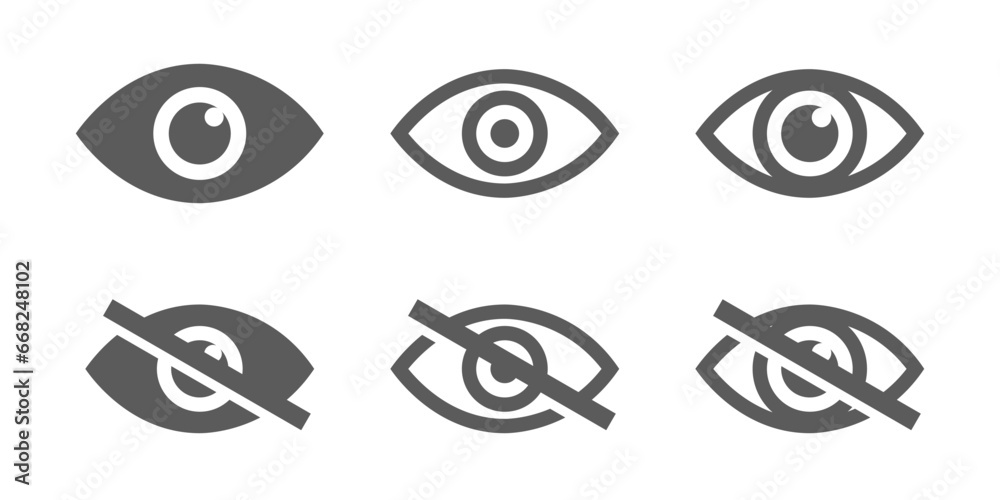 Kumpulan ikon mata. Koleksi simbol mata. tidak melihat, jangan melihat. koleksi mata sederhana. Siluet mata. vektor stok - obrazy, fototapety, plakaty 