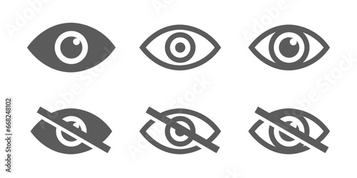 Kumpulan ikon mata. Koleksi simbol mata. tidak melihat, jangan melihat. koleksi mata sederhana. Siluet mata. vektor stok