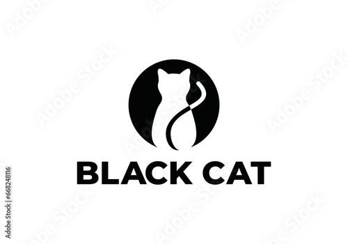 cat logo design. pet care negative space style concept element symbol vector illustration.	
