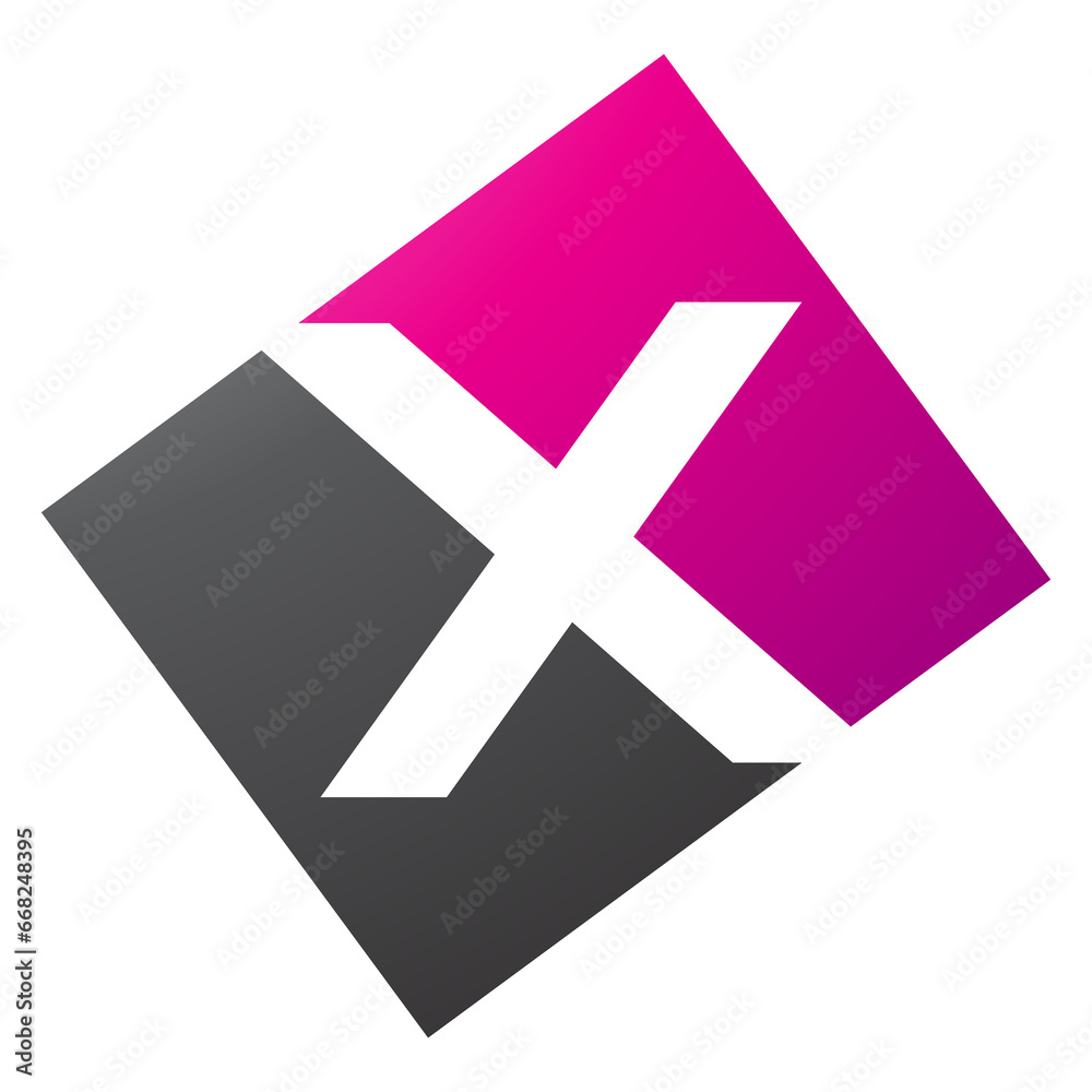 Obraz premium Magenta and Black Rectangle Shaped Letter X Icon
