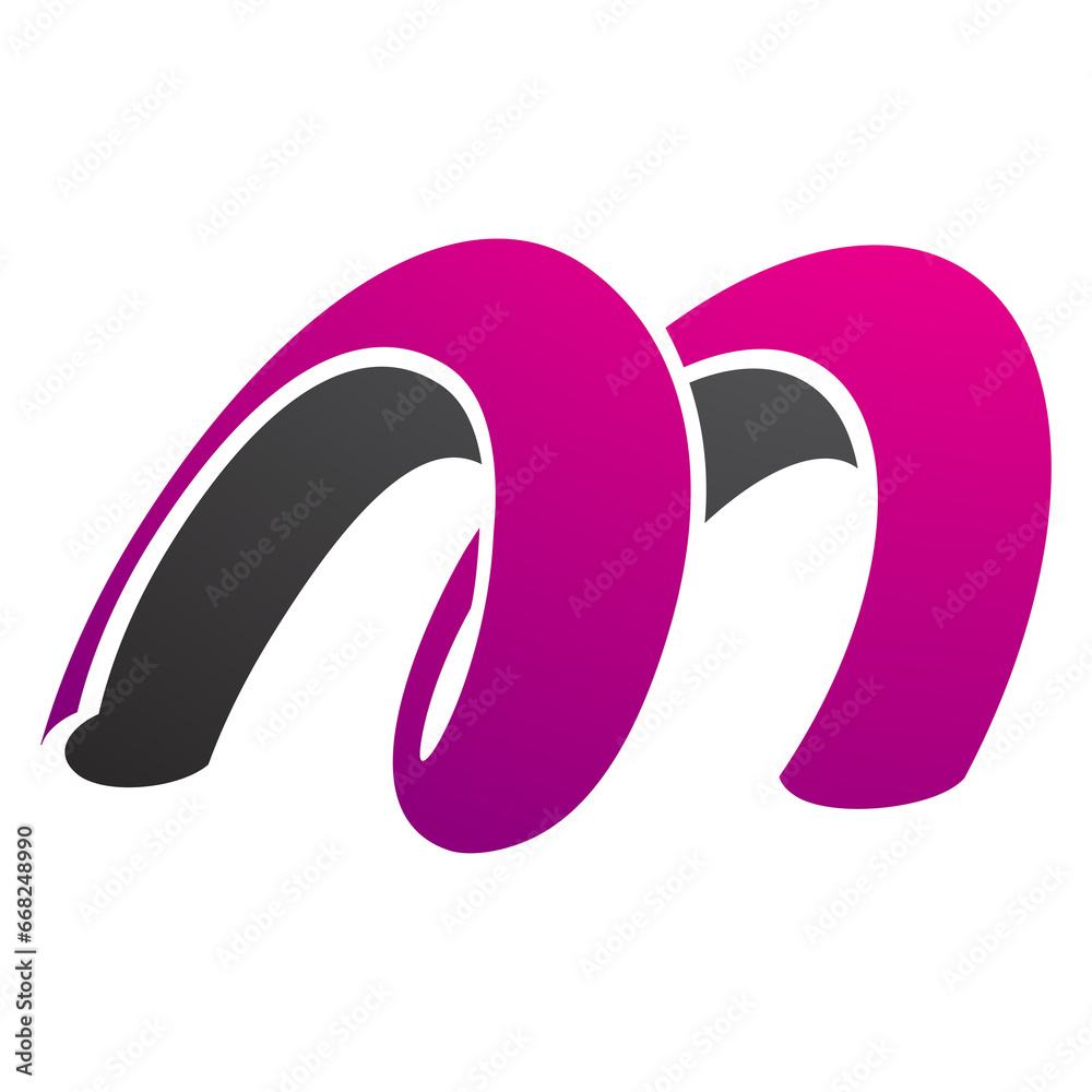 Magenta and Black Spring Shaped Letter M Icon Magenta and Black Spring Shaped Letter M Icon