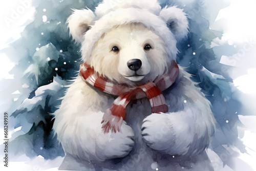 Eisbär mit Weihnachtsmütze © Fatih