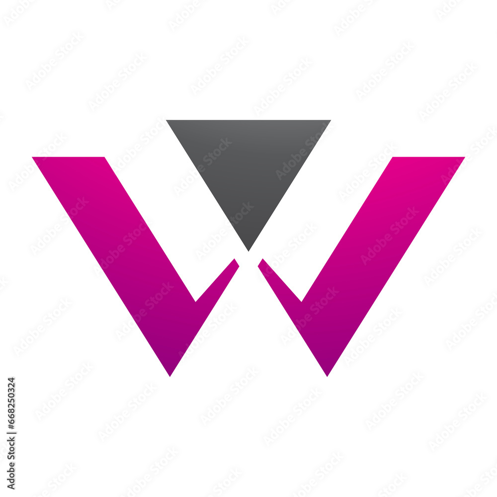 Obraz premium Magenta and Black Triangle Shaped Letter W Icon