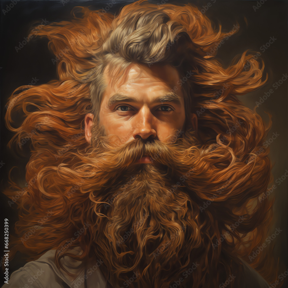 Mann mit vielen Haaren und Bart Mann mit vielen Haaren und Bart
