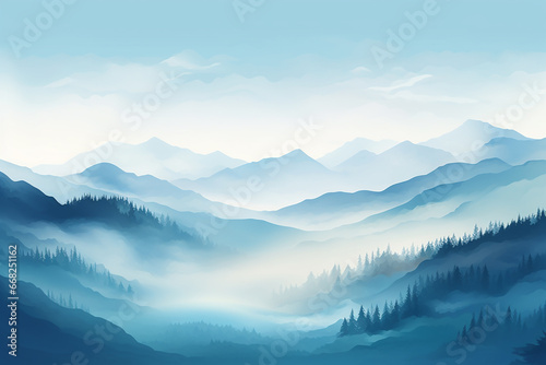 Mountain landscape created in 2d software © frimufilms