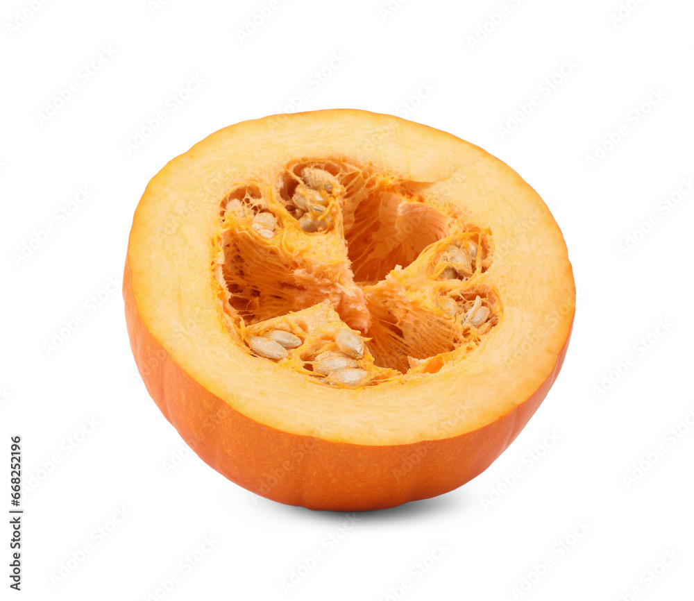 Half of fresh ripe pumpkin isolated on white