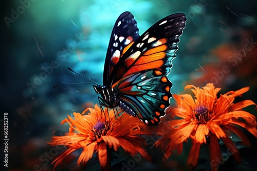 Winged Monarch butterfly. Summer nature wing. Generate Ai