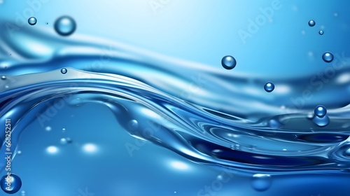 Hyaluronic acid molecules. Hydrated chemicals, molecular structure and blue spherical molecule. Microscope h2o water molecules, blue wave water background
