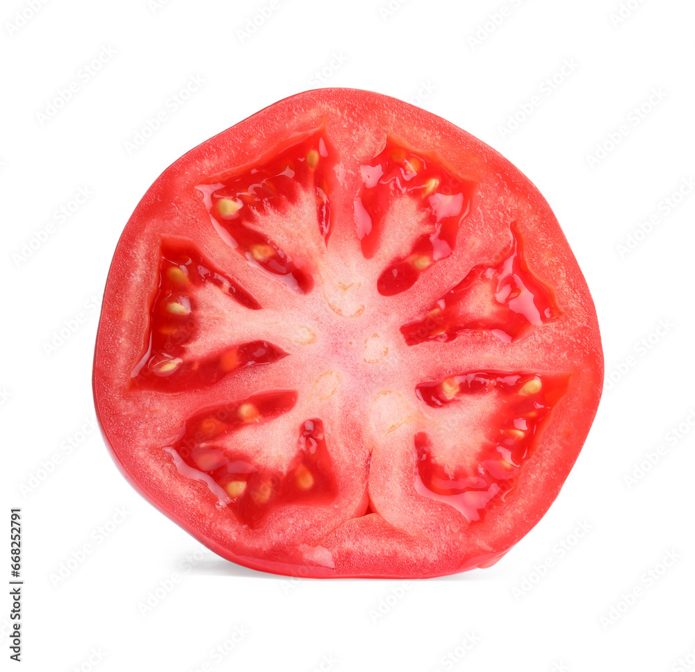 Piece of red ripe tomato isolated on white Piece of red ripe tomato isolated on white
