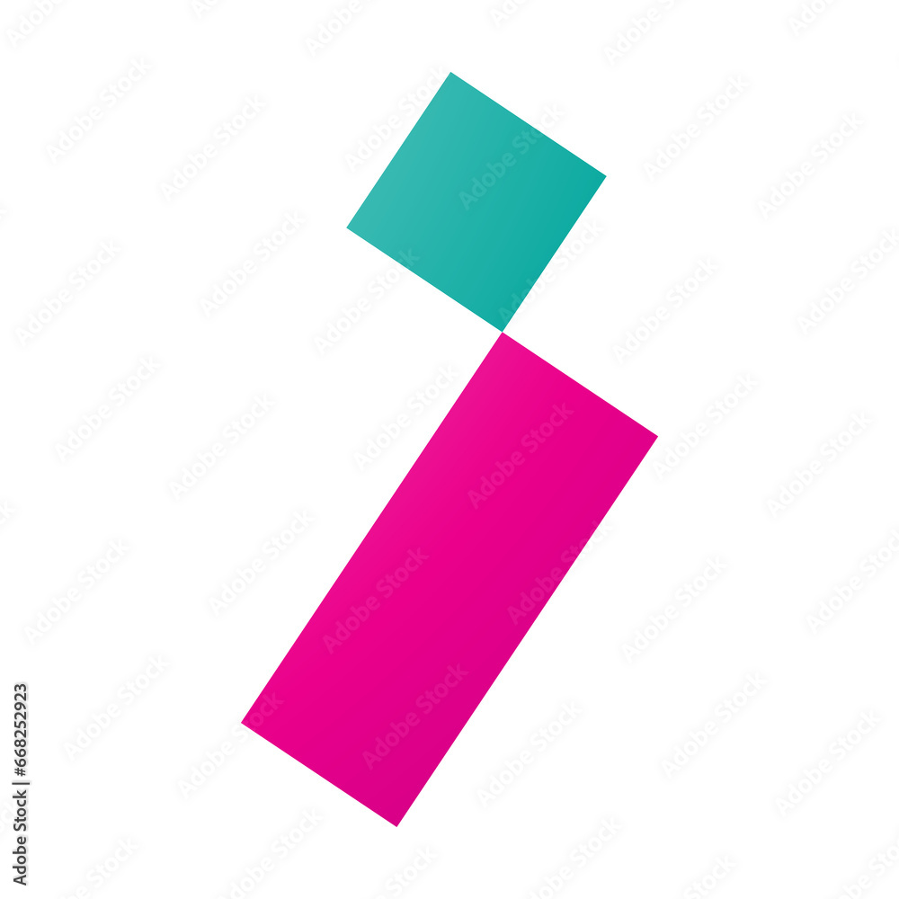 Magenta and Green Letter I Icon with a Square and Rectangle Magenta and Green Letter I Icon with a Square and Rectangle