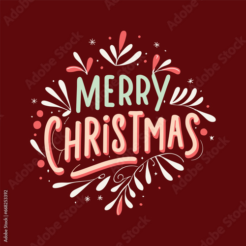 Merry christmas hand lettering calligraphy Vector holiday illustration element. Merry Christmas script calligraphy. Merry Christmas & Happy New Year Promotion Poster or banner 