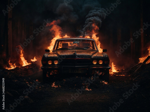 car burning in flames