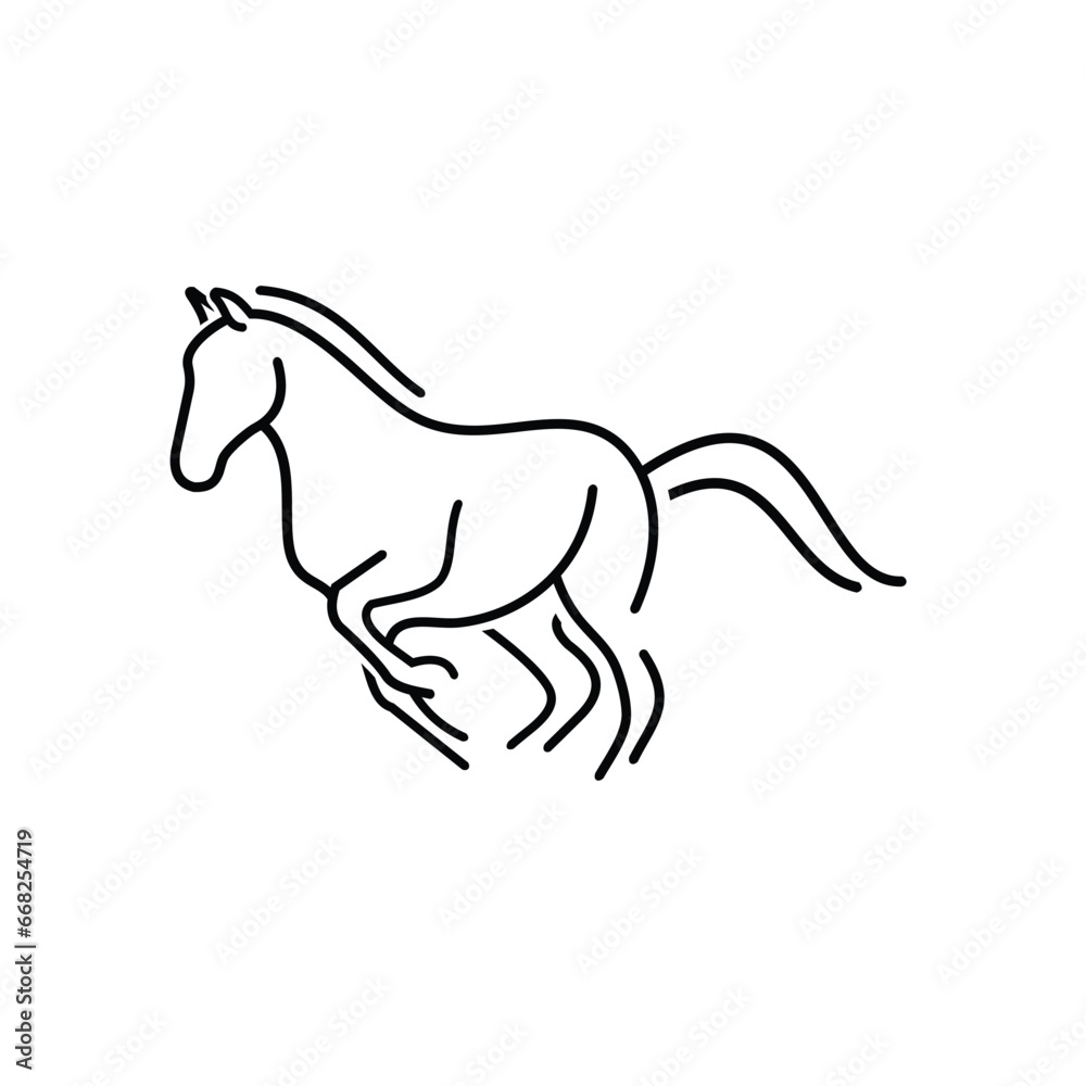 Line Art Logo Icon Horse