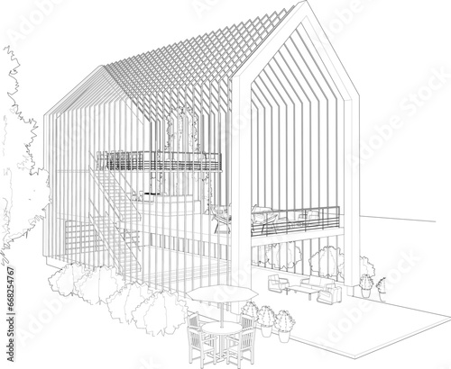 3D illustration of coffee shop
