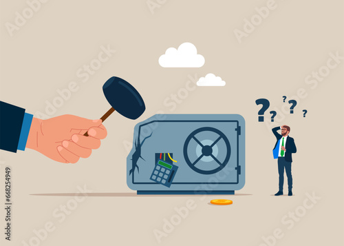 Theft and property crime. Money problems. Flat vector illustration