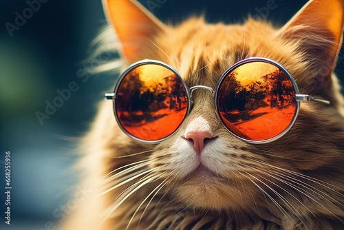 Voguish Cat stylish glasses. Smart pet vision. Generate Ai