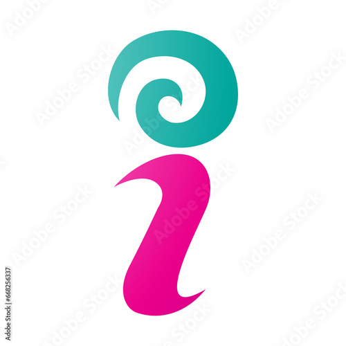 Magenta and Green Swirly Letter I Icon
