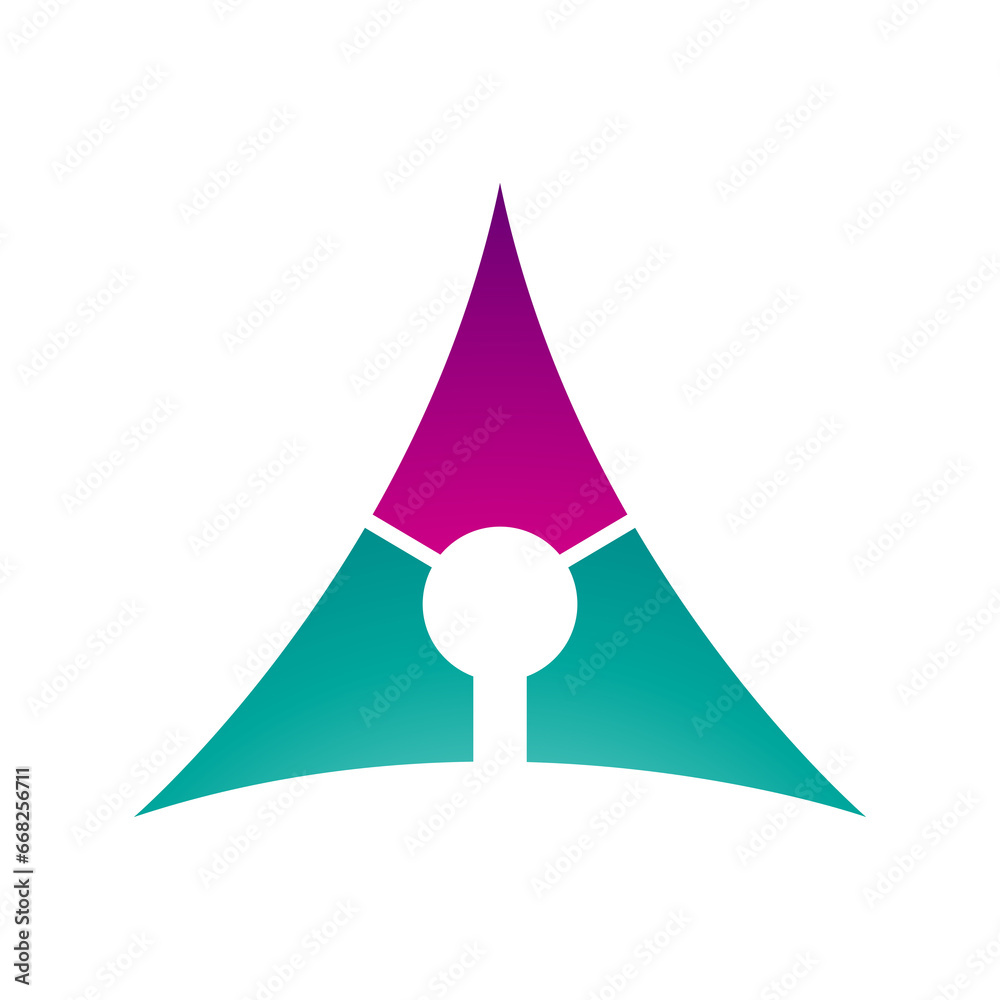 Fototapeta premium Magenta and Persian Green Deflated Triangle Letter A Icon