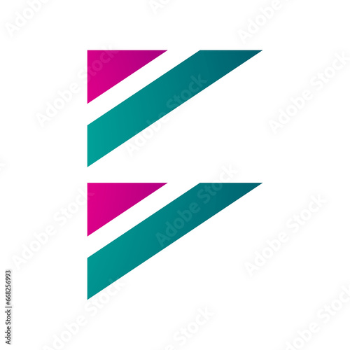 Free Download Magenta and Persian Green Triangular Flag Shaped Letter B Icon - GFXLoad