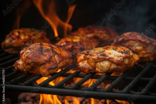 Tender Chicken meat on grill. Bbq roast food. Generate Ai