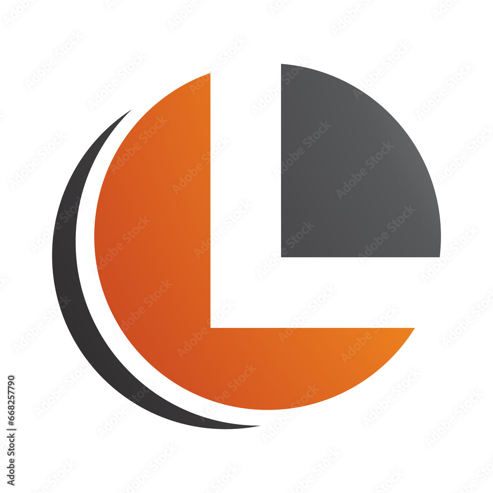 Orange and Black Circle Shaped Letter L Icon Orange and Black Circle Shaped Letter L Icon