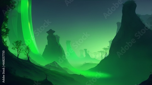 Gradient reverie in background. Dynamic banner background image. Luminescent Green Gradient Fantasy