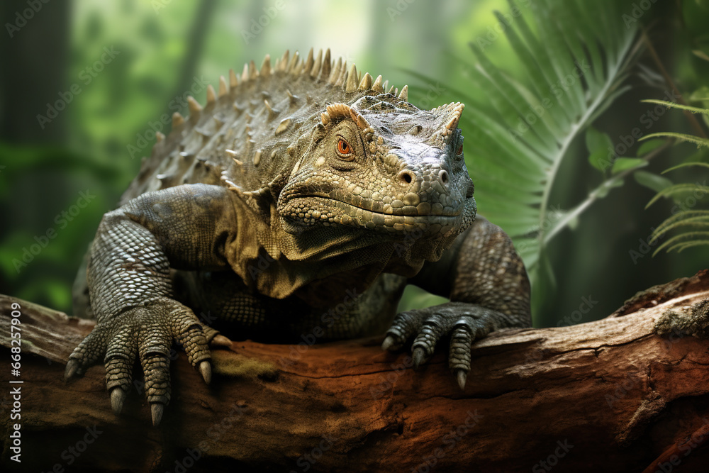 Image of a komodo dragon in the forest, Reptile, Animals., Generative AI, Illustration. Image of a komodo dragon in the forest, Reptile, Animals., Generative AI, Illustration.