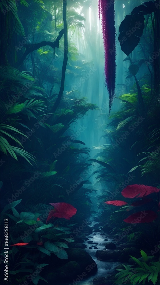 Gradient reverie in background. Dynamic banner background image. Gradient rainforest reverie