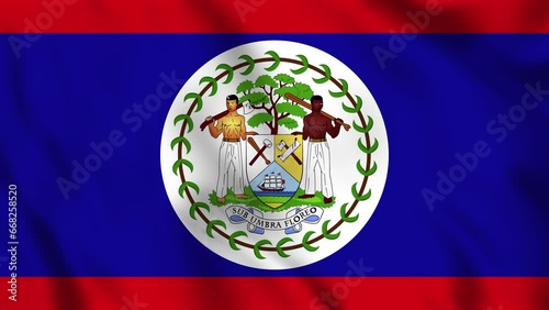 Looped background animation of the waving flag of Belize