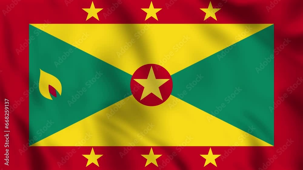 Looped background animation of the waving flag of Grenada