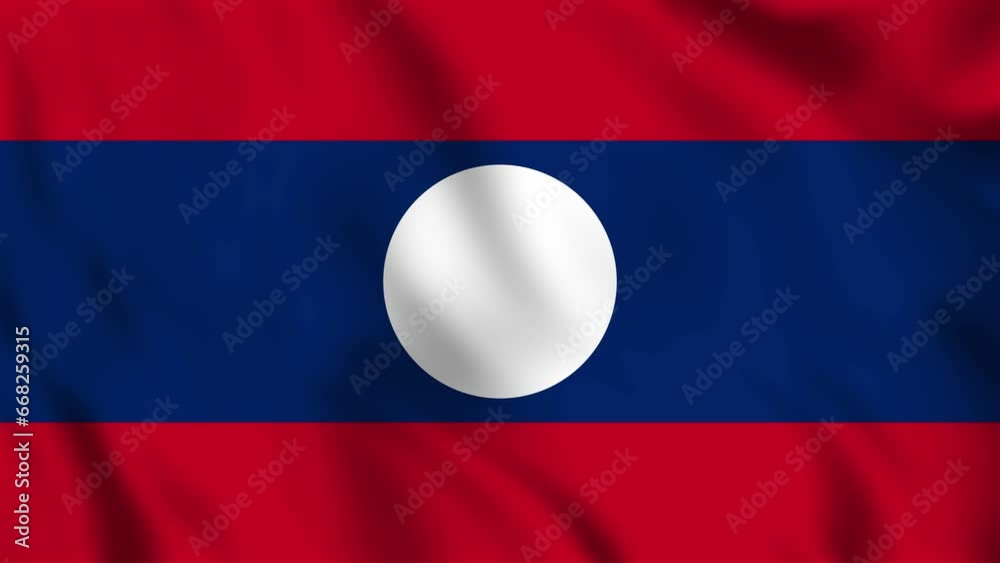 Looped background animation of the waving flag of Laos Looped background animation of the waving flag of Laos