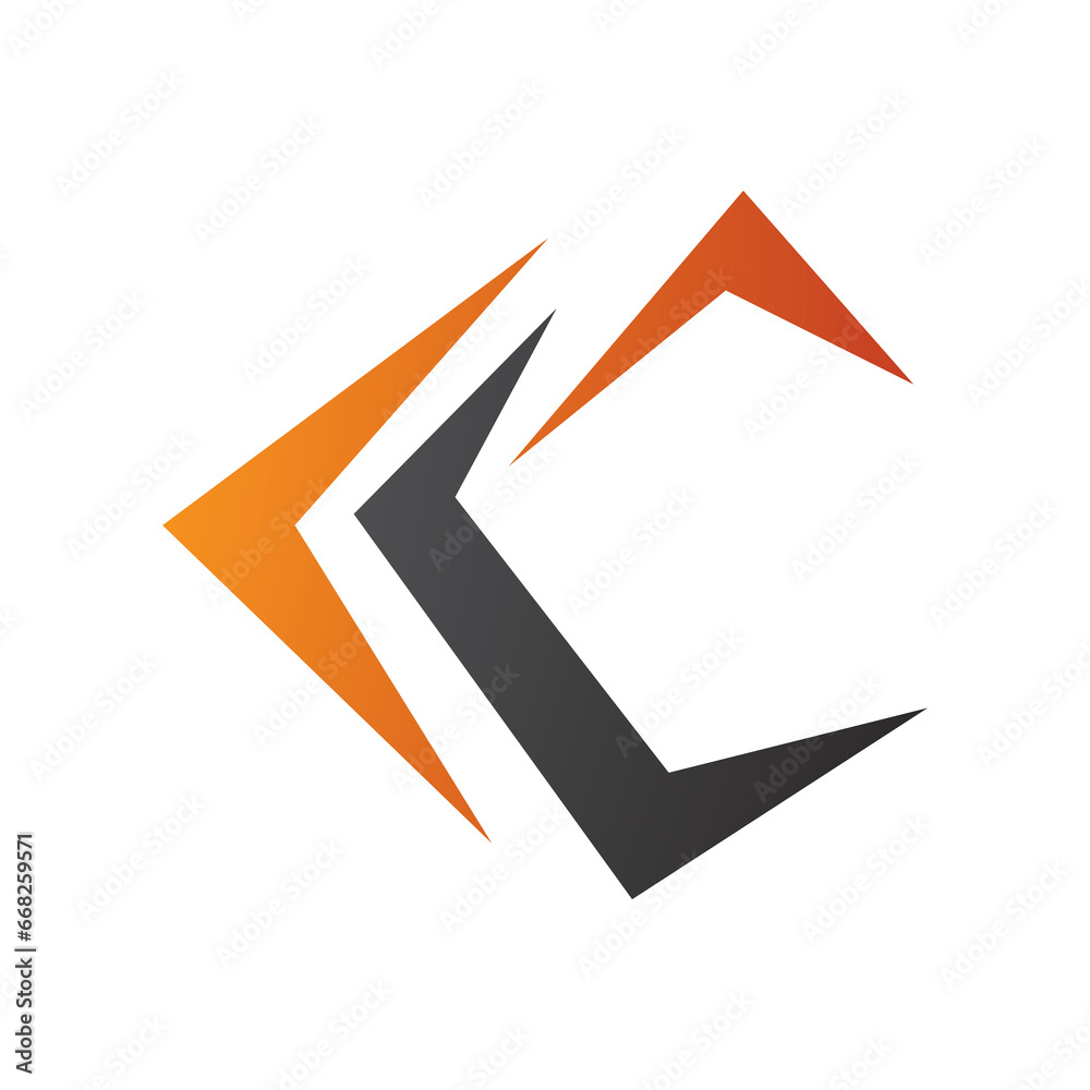 Orange and Black Letter C Icon with Pointy Tips Orange and Black Letter C Icon with Pointy Tips
