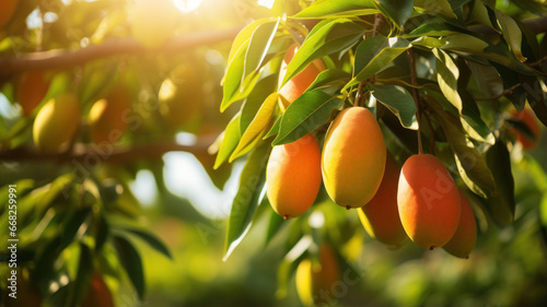 Juicy Mangoes Ripening in Sunlight